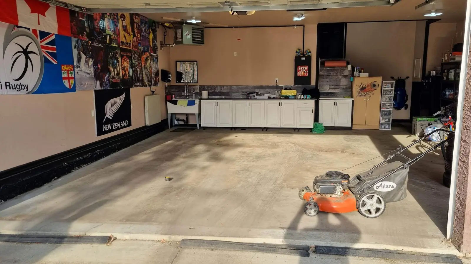 Before black epoxy garage floor